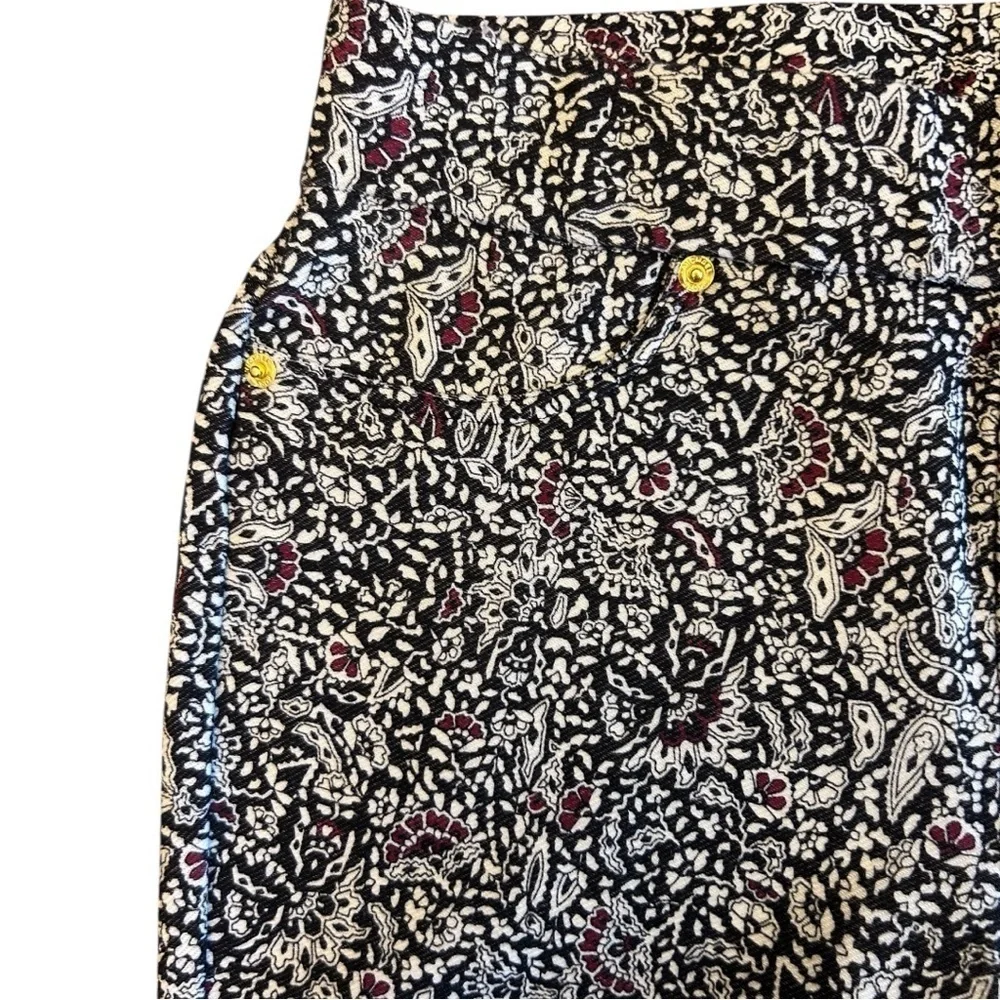 MICHAEL Michael Kors Boho Black Batik Print Stretch Knit Twill Leggings Size M